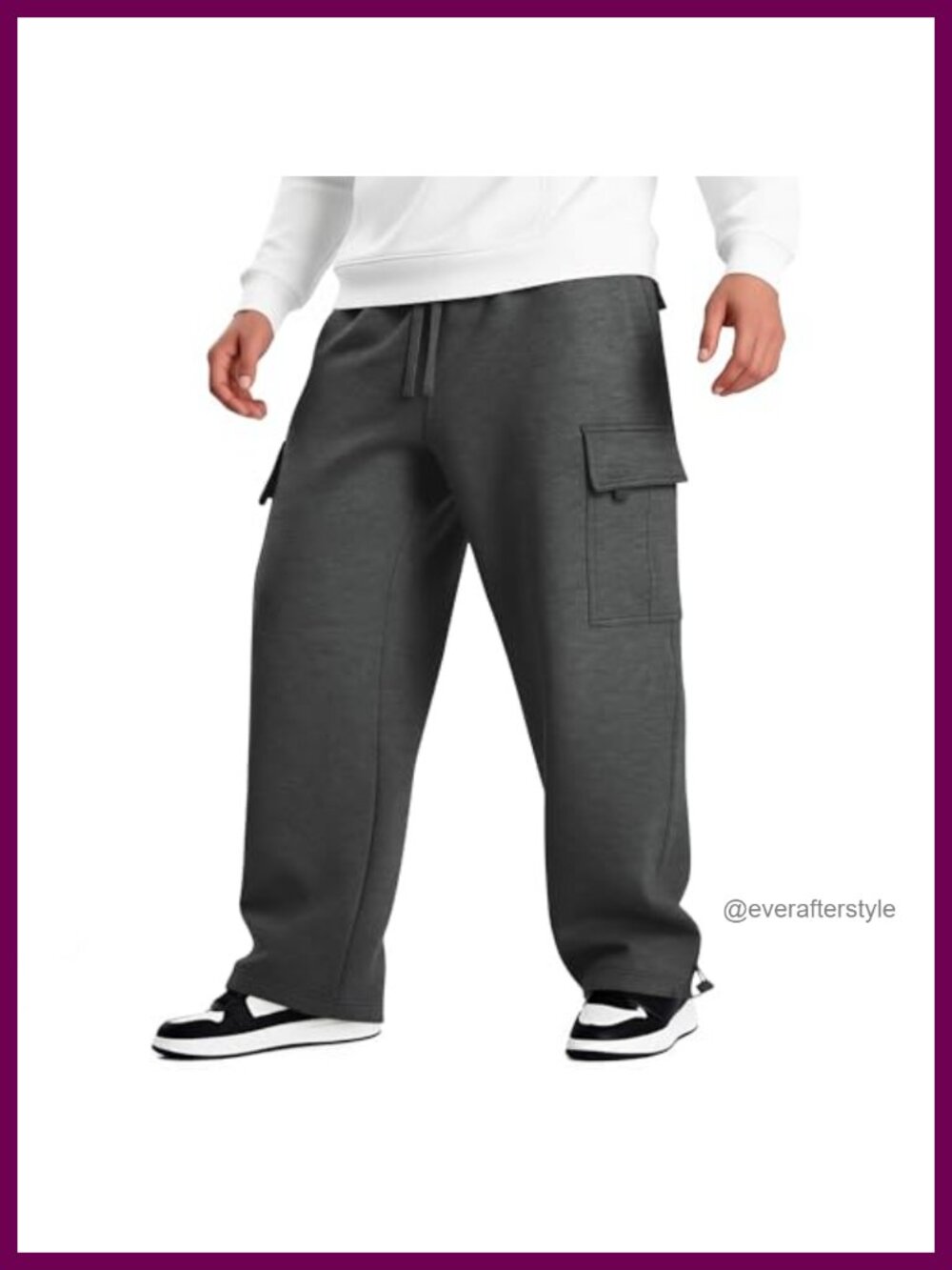 Heavyweight Fleece Cargo Sweatpants Baggy Fit Thick Cotton-Blend Adjustable